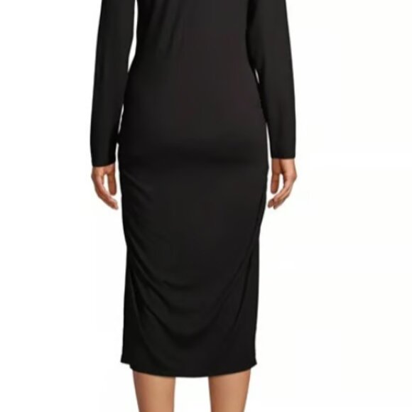 Time and Tru NWT Long Sleeve Semi-Fitted Midi Maternity Dress Black 676 679 - Picture 2 of 6